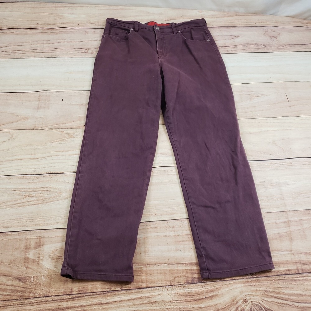 Gloria Vanderbilt Jeans Women 12 Red Maroon Straight Mid Rise Denim Ladies 32x27
